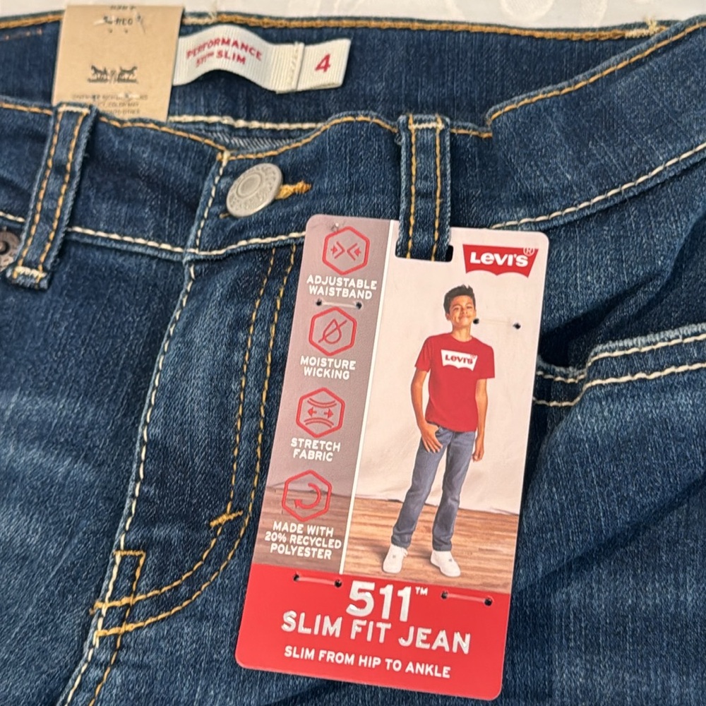 Levi’s Kids' 511 Performance Straight Leg Jeans. Size 4. - Picture 4 of 9